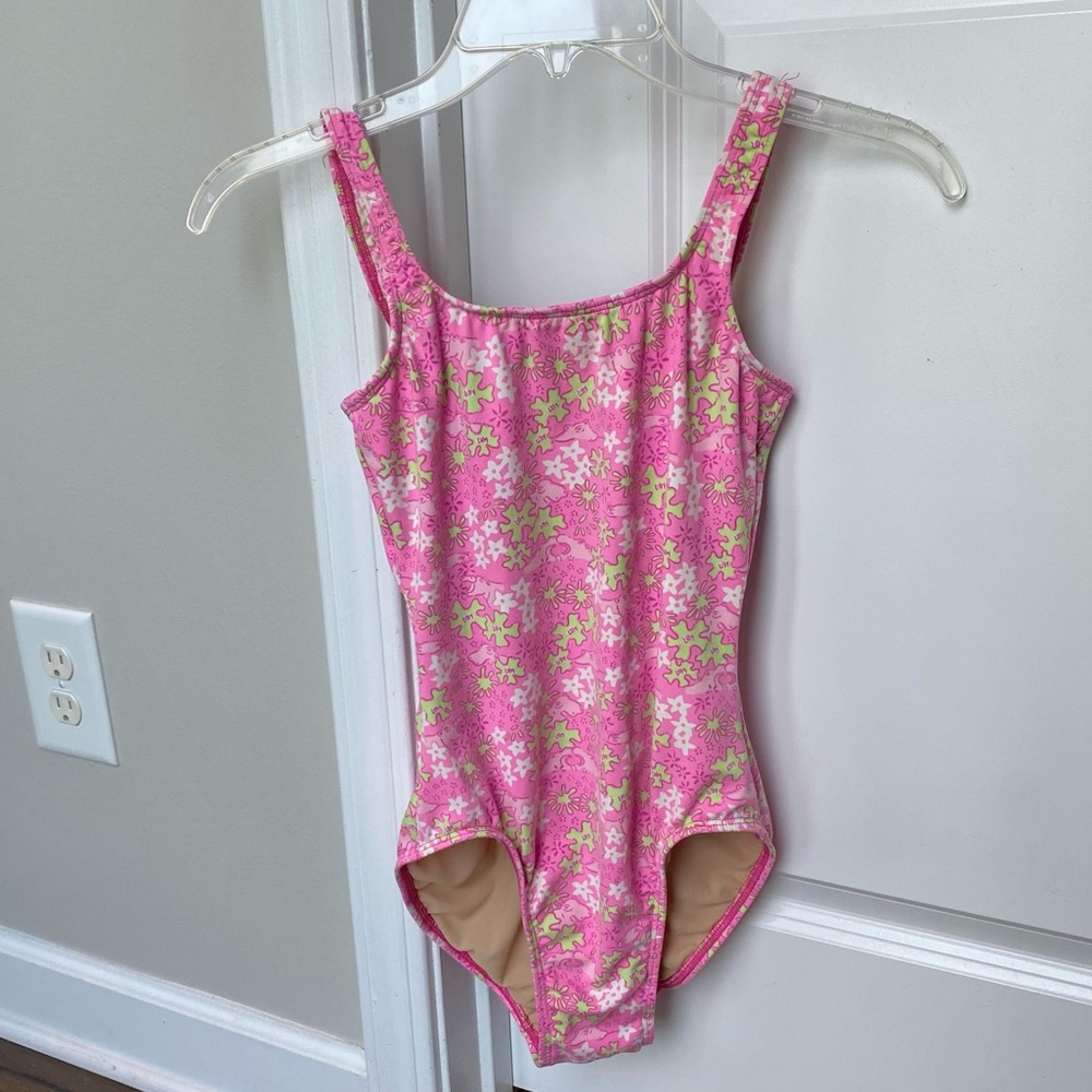 Lilly Pulitzer Pink Happy Hippos One Piece Swimsuit 2 Vintage